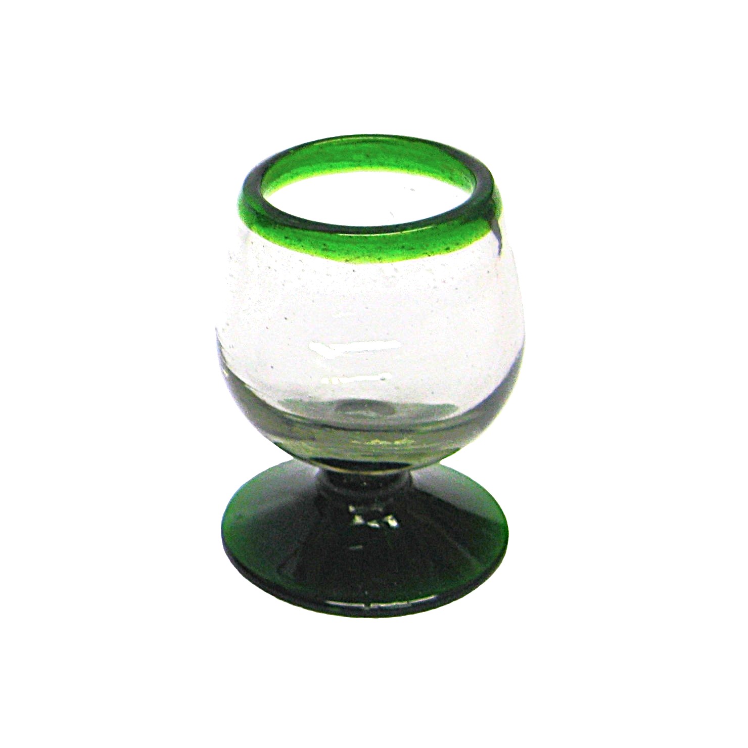 Emerald Green Rim 4 oz Small Cognac Glasses 